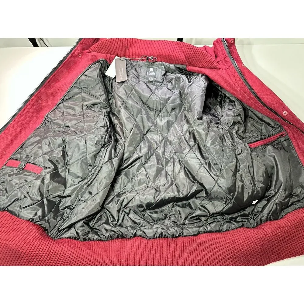 PJ MARK Mens 2XL Insulated‎ Full Zip Snap Hooded Jacket Maroon Vintage Y2K NEW